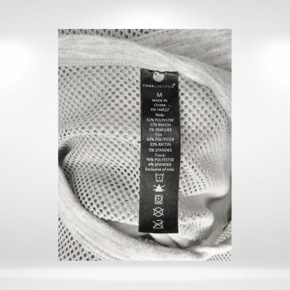 Yogalicious Heather Grey Mesh Panel Crewneck Activewear Sweatshirt - Picture 6 of 8